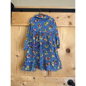 Vintage Handmade Ragdoll Long Sleeve Collared Dress Girls Size 5 Blue 60’s 70’s